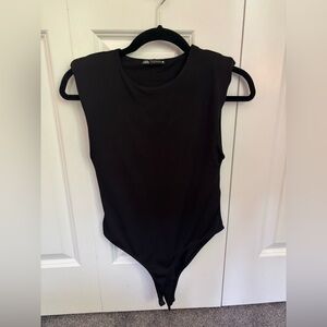 Zara Black Bodysuit with Shoulder Pads